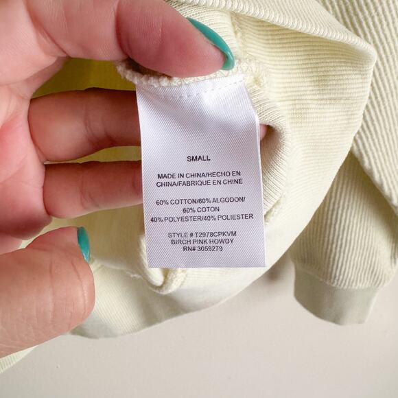 Thread & Supply Light Yellow + Pink Howdy Ribbed Crewneck Sweatshirt - Small - Picture 4 of 7